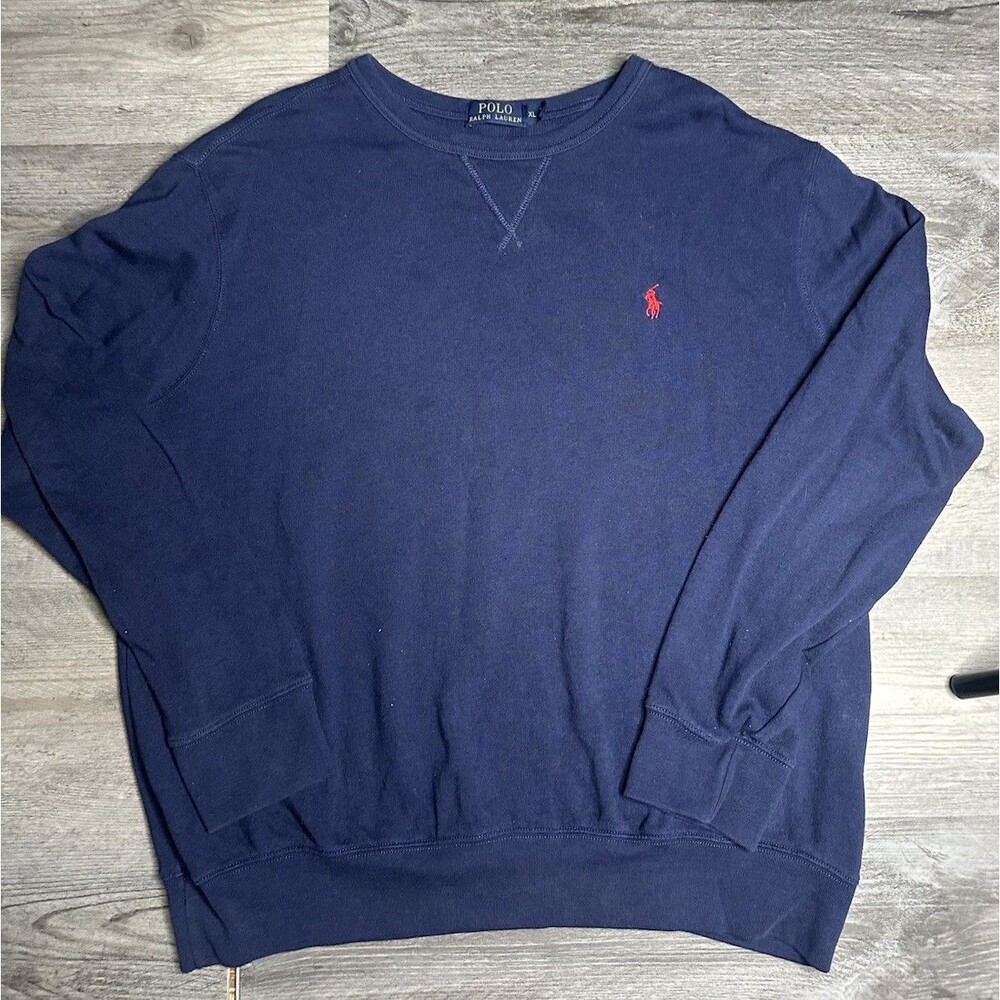 Polo Ralph Lauren Sweatshirt Mens Extra Large Navy Blue Crew Neck Pullover Logo